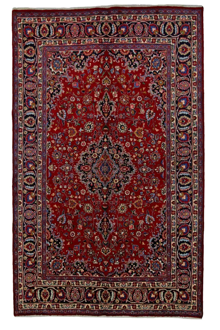 Maschhad Perserteppich 312 x 193 cm rot floral, handgeknüpft