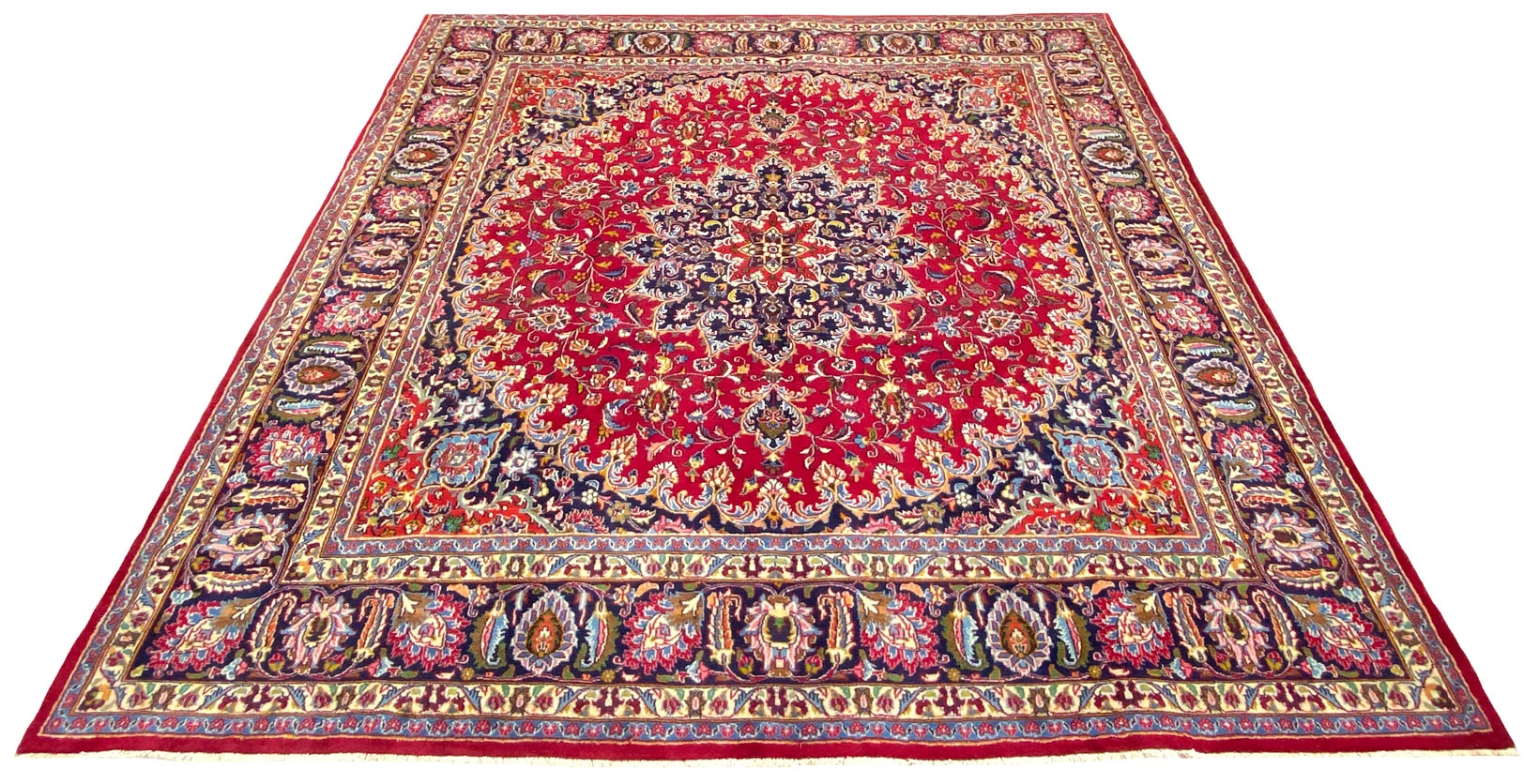 Orientteppich Maschhad 302 x 298 cm, florales Muster, 250.000 Knoten, handgeknüpft