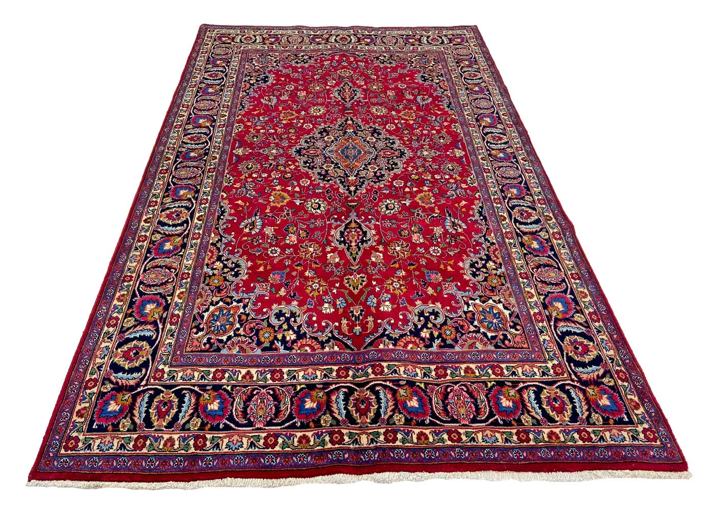 Maschhad Perserteppich 312 x 193 cm rot floral, handgeknüpft
