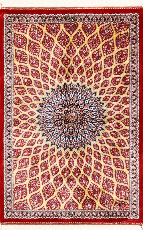 Ghom Geometric Design Teppich 92x61 cm – Eleganter Perserteppich