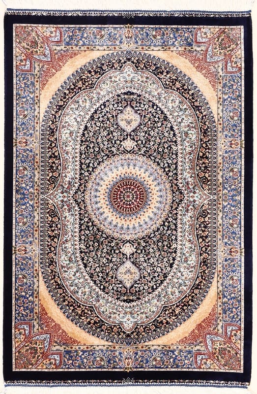 Ghom Daisy Teppich 92x61 cm | Viskose, elegant, Perserteppich
