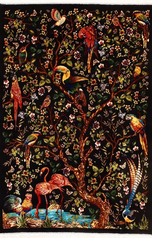 Ghom Dahlia Teppich 152x101 cm, Viskose, modern, Perserteppich