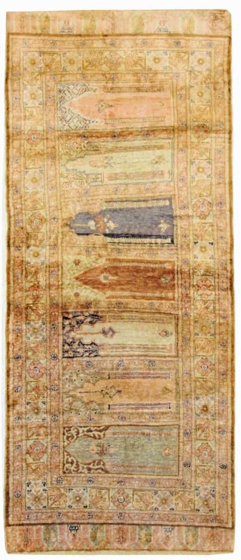 Orientteppich Turki Seide 205x84 cm, feine Kaschmir-Muster, handgeknüpft