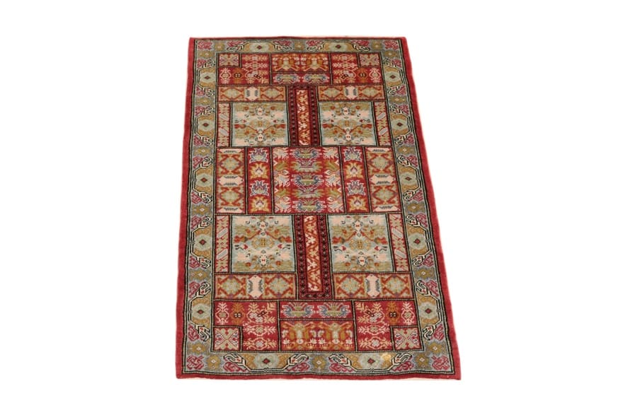 Kashmir-Seiden Teppich 108x54 cm, fein geknüpft, Orientteppich