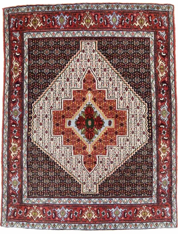 Senneh Teppich 154x119 cm - Handgeknüpft aus Kurdistan, robust