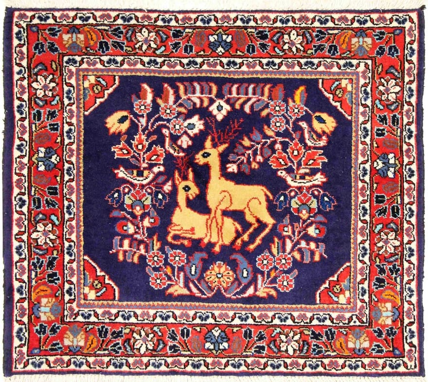 Ghom Teppich 79x63 cm, handgeknüpft, aus edler Seide
