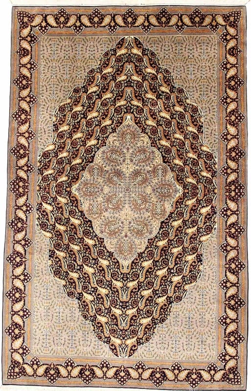 Ghom Teppich 327x205 cm, handgeknüpft, luxuriös, Orientteppich