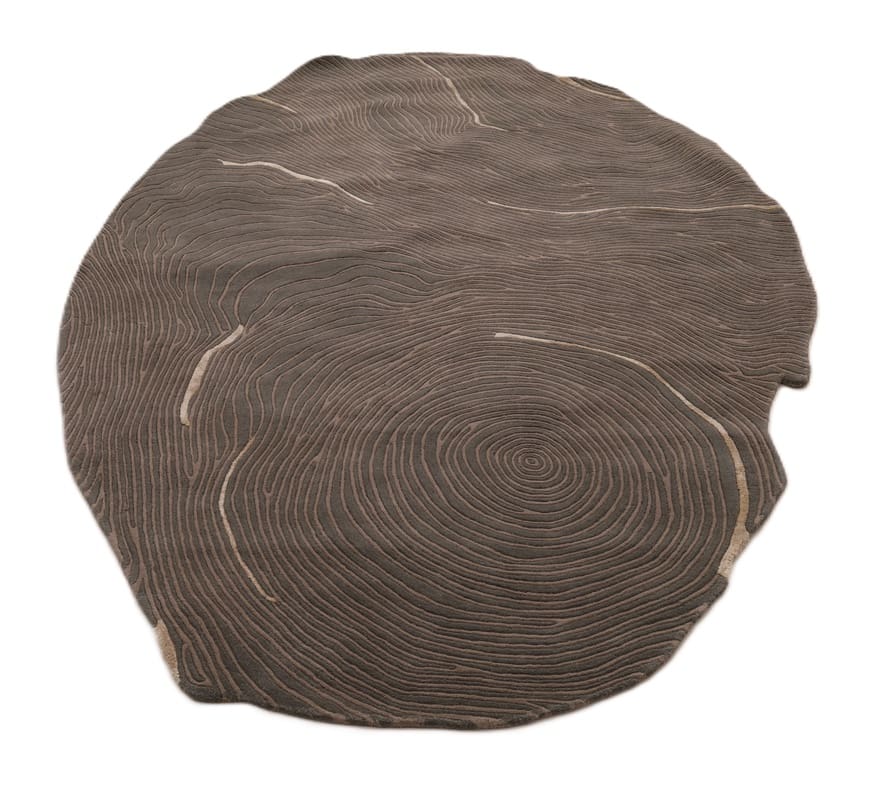 Handgetufteter Orientteppich 272x181 cm, Braun mit Holzring-Design