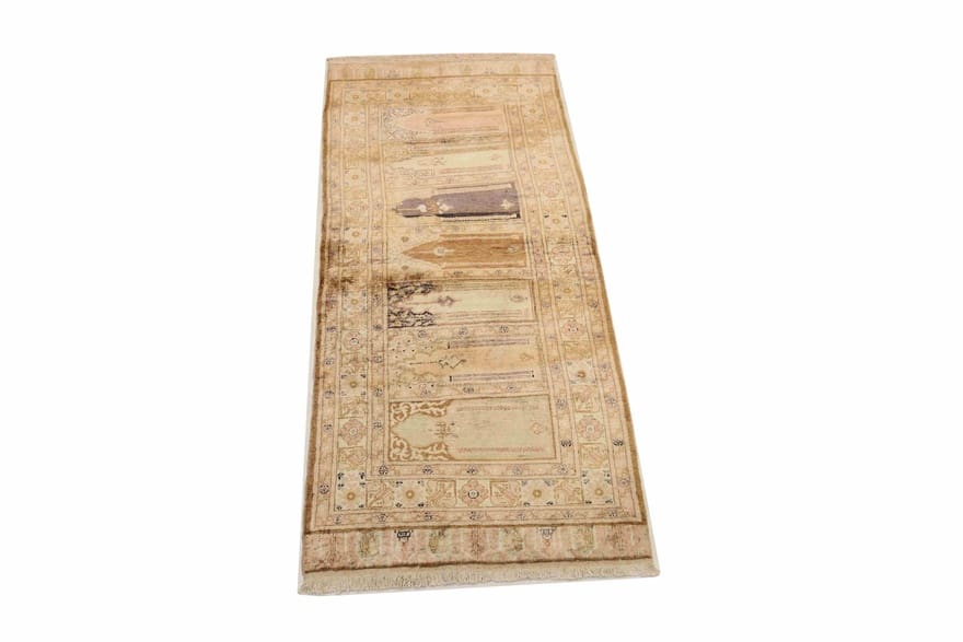 Orientteppich Turki Seide 205x84 cm, feine Kaschmir-Muster, handgeknüpft