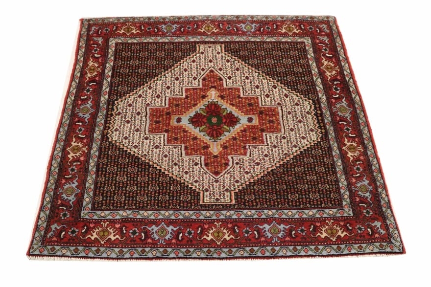 Senneh Teppich 154x119 cm - Handgeknüpft aus Kurdistan, robust