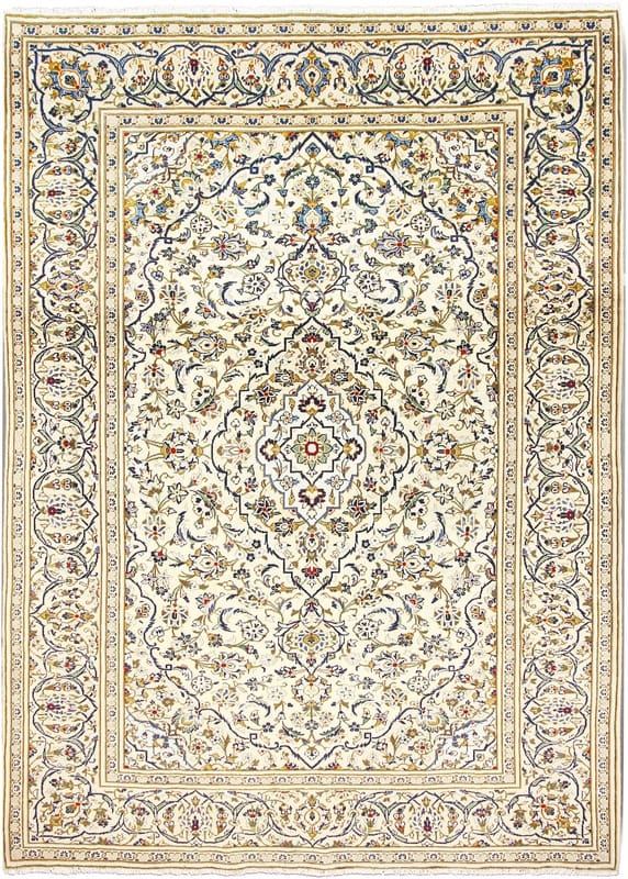 Kashan Teppich 342x244 cm - Handgeknüpft, klassisches Medaillon, Perserteppich