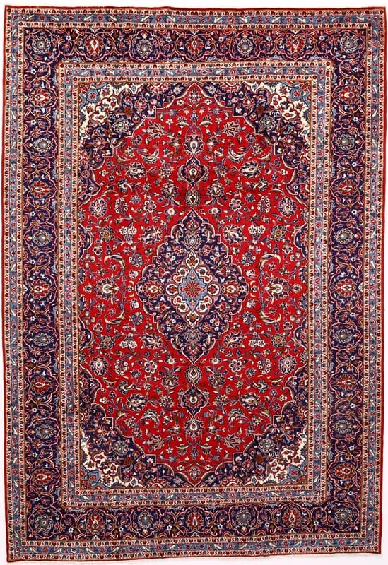 KESHAN Teppich 359x247 cm - Handgeknüpft, Perserteppich mit Medaillon
