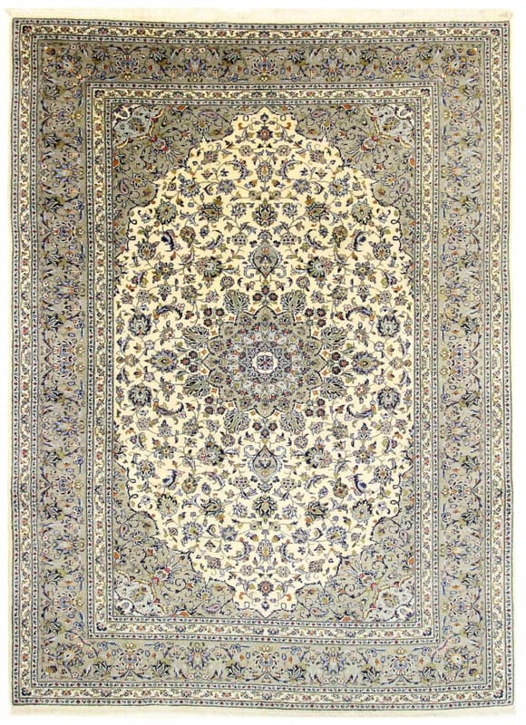 Keshan Teppich 360x244 cm, klassisches Medaillon, handgeknüpft