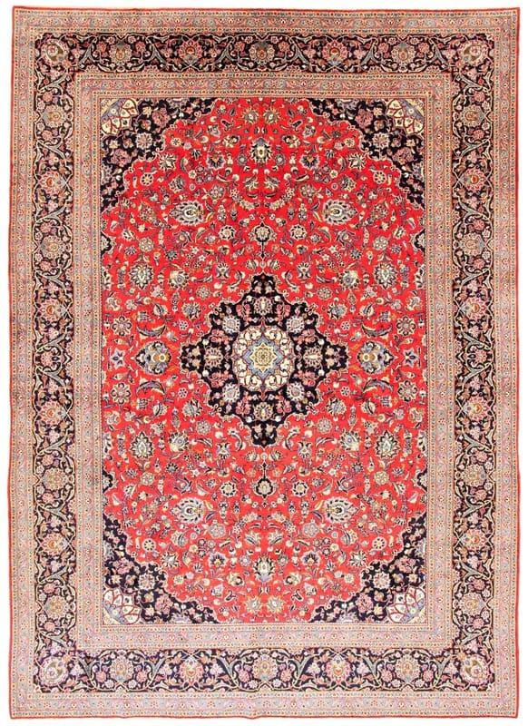 Keshan Teppich 432x308 cm - Handgeknüpft, Perserteppich mit Medaillon