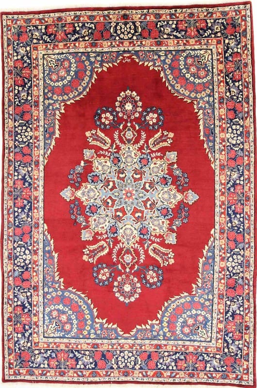 Yazd Teppich 302x202 cm mit floralen Motiven, handgeknüpft, Perserteppich