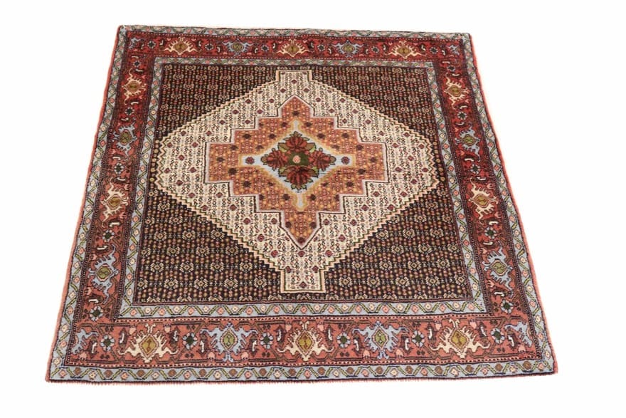 Senneh Teppich 159x117 cm, handgeknüpft, Naturwolle, robust, elegant