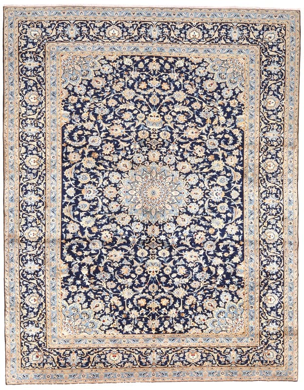 Kashan Teppich 323x252 cm, klassisches Medaillon, handgeknüpft