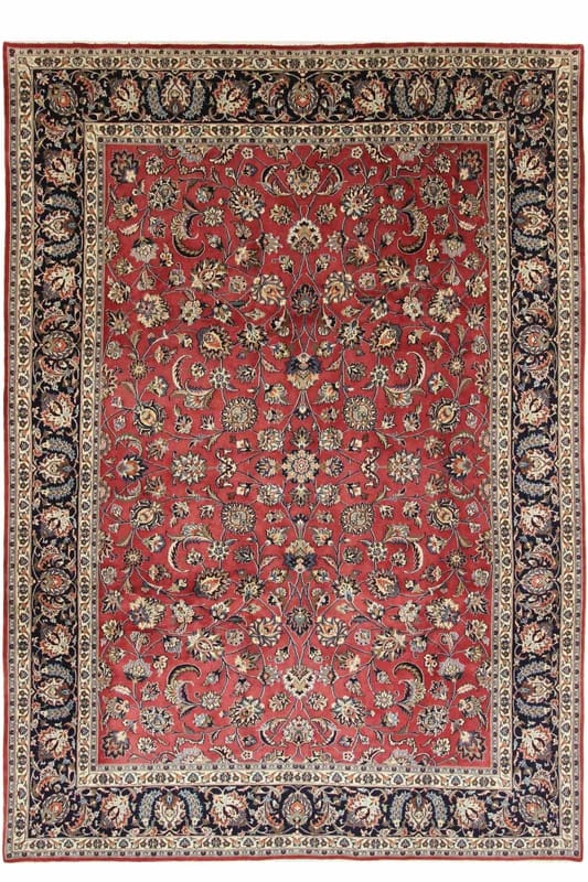 Maschad Sherkat Teppich 362x249 cm, rot-blau, handgeknüpft