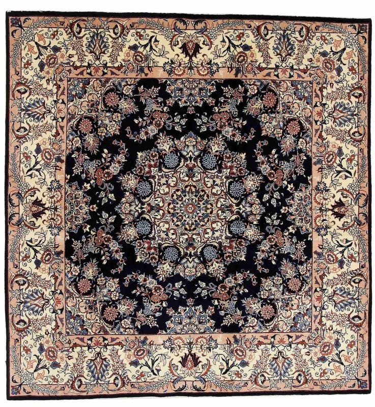 Orientteppich Mashhad Sherkat 208x197 cm, rot-blau, handgeknüpft H1