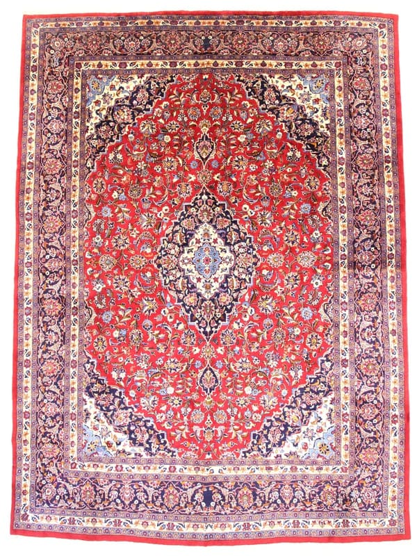 Orientteppich Mashhad 422x301 cm, rot, handgeknüpft, Wolle
