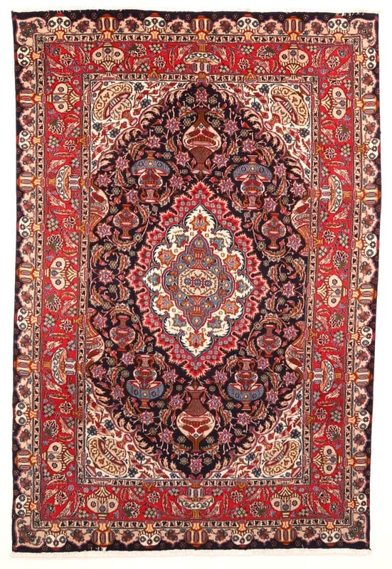 Orientteppich Kashmar 306x206 cm, rot-blau, handgeknüpft