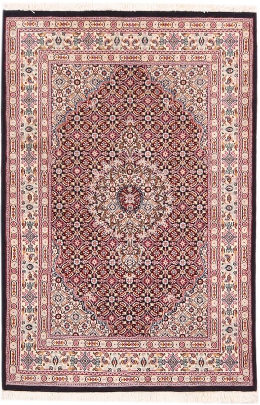 Moud Teppich 149x100 cm, Medaillon-Muster, handgeknüpft, Perserteppich