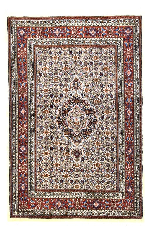 Moud Teppich 148x98 cm, Medaillon-Muster, handgeknüpft, Perserteppich