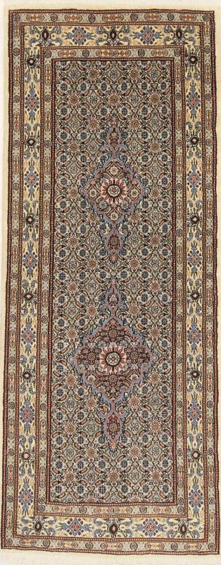 Handgeknüpfter Moud-Teppich 198x81 cm - Luxuriöses Herati-Muster