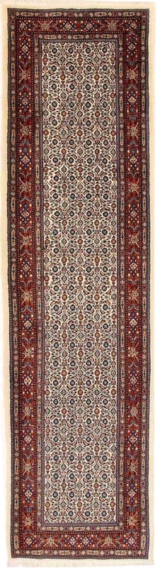 Eleganter Moud-Teppich 302x84 cm – Herati-Muster, Perserteppich handgeknüpft