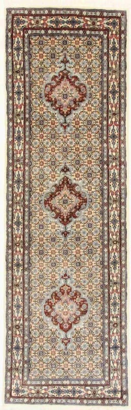 Orientteppich MOUD 246x77 Medaillon-Muster handgeknüpft