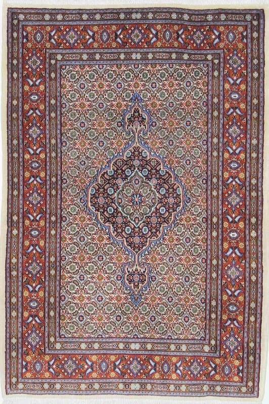 Moud Teppich 149x100 cm Medaillon-Muster Perserteppich handgeknüpft