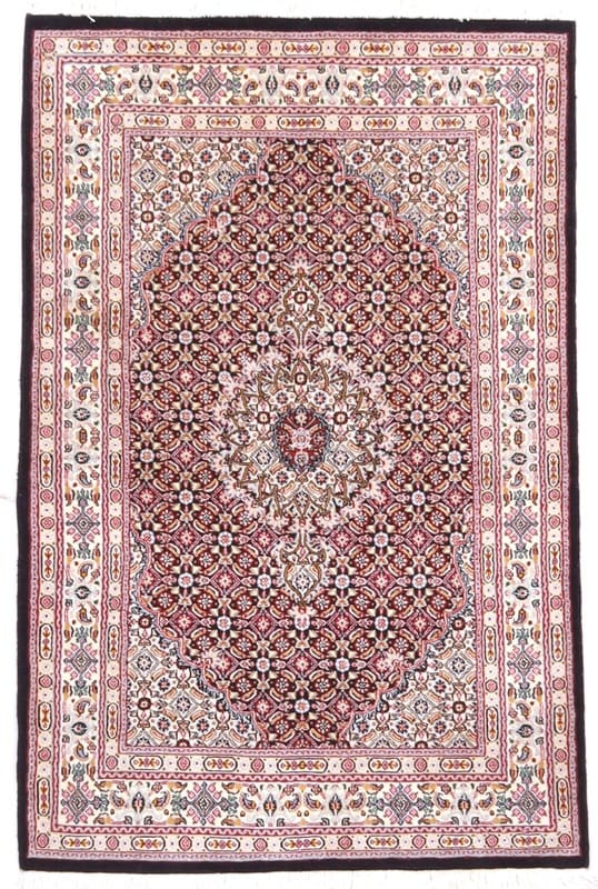 Moud Teppich 150x99 cm Medaillon-Muster, handgeknüpft, Perserteppich