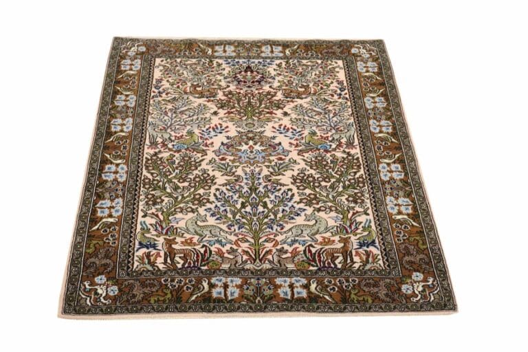 Ghom Teppich 162x105 cm aus Seide, handgeknüpft, Luxus Orientteppich