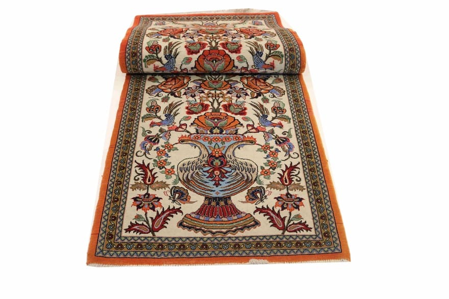 Ghom Kork Teppich 212x76 cm, Seide, handgeknüpft, Orientteppich