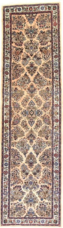 Sarough Teppich 282x81 cm, antikes Design, handgeknüpft, Orientteppich