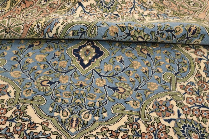 Ghom Teppich 212x142 cm, Seide, handgeknüpft, luxuriös