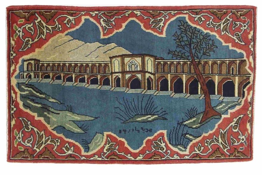 Sarough Teppich 98x62 cm, Antik, Muster USA, handgeknüpft
