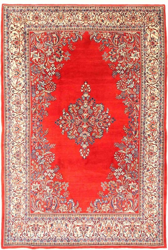 Antiker Sarough Teppich 347x228 cm, einzigartiges Design, handgeknüpft