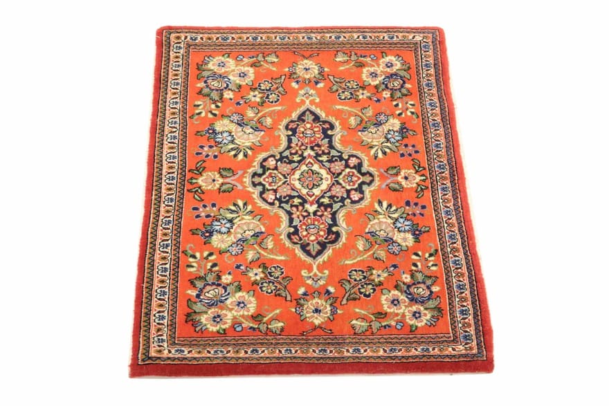 Ghom Teppich 88x61 Seide, handgeknüpft, orientalischer Luxus