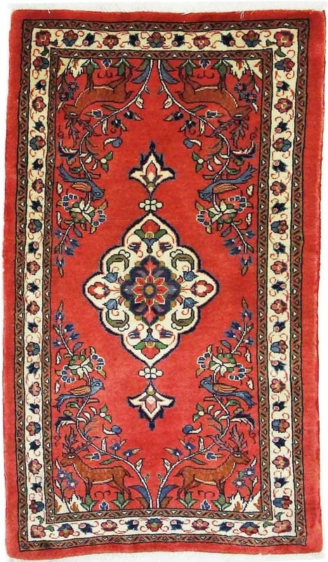 Sarug Teppich 130x70 cm, antik, einzigartiges Design, handgeknüpft