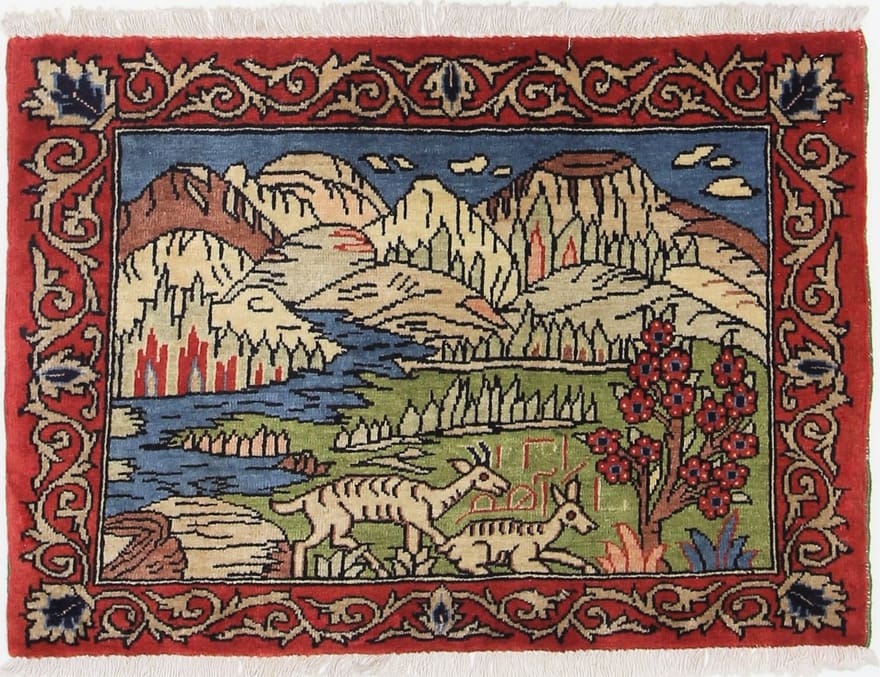 Orientteppich Sarough 79x56 cm – Antik, einzigartiges Design, handgeknüpft