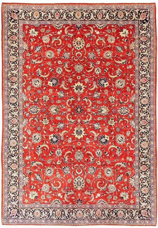 Antiker Sarough Teppich 350x238 cm - einzigartiges Design, handgeknüpft