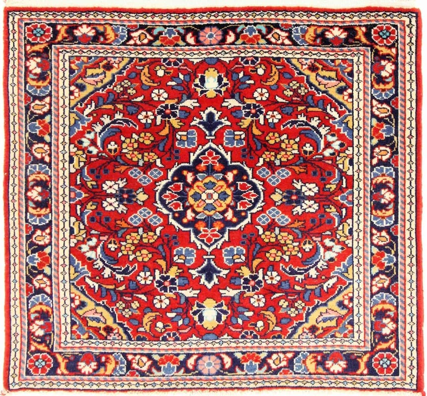Sarough Teppich 67x75 cm, handgeknüpft, persisches Design, Wolle