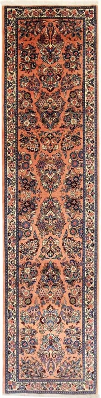Orientteppich Sarough 335x85 cm, handgeknüpft, traditionelles Muster