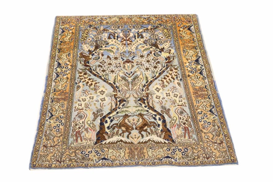 Ghom Orientteppich 162x109 cm, 100% Seide, handgeknüpft