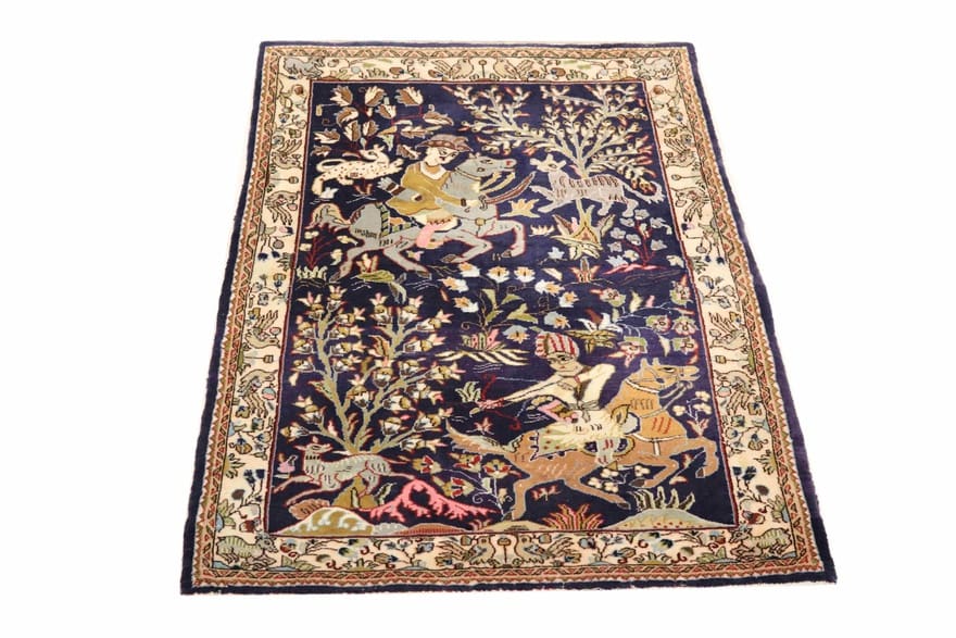 Ghom Orientteppich 120x81 cm - Handgeknüpft, Hochwertig, Muster