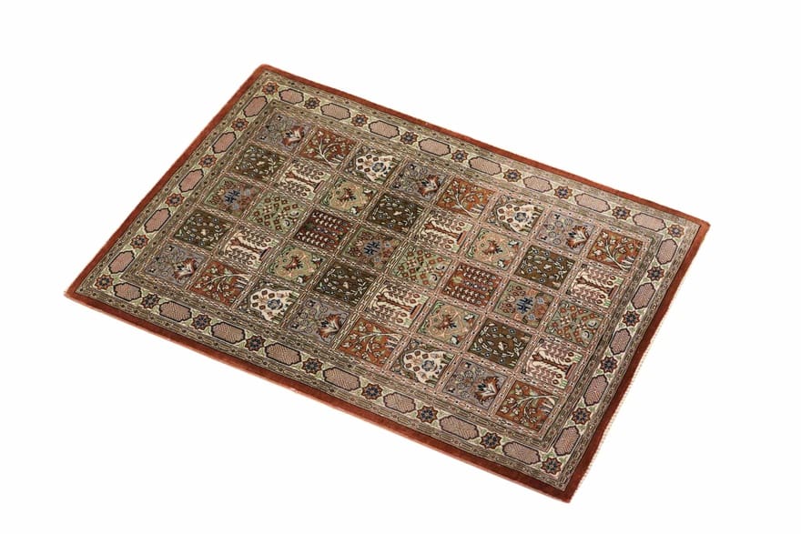 Ghom Seide Orientteppich 88x57 cm – handgeknüpft, edles Muster