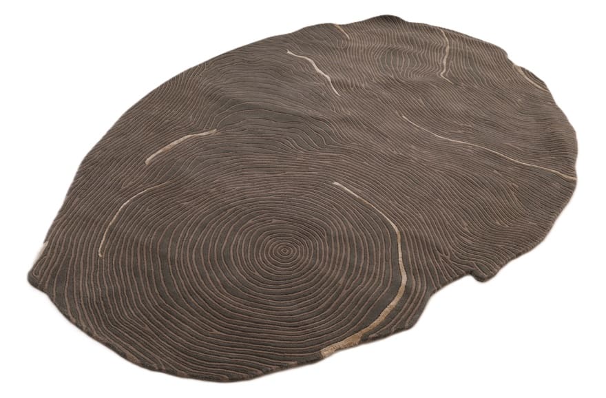 Handgetufteter Orientteppich 272x181 cm, Braun mit Holzring-Design