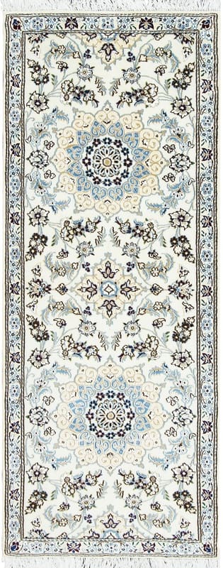 Eleganter Nain 9LA Läufer 206x82 cm in Pastelltönen – handgeknüpft