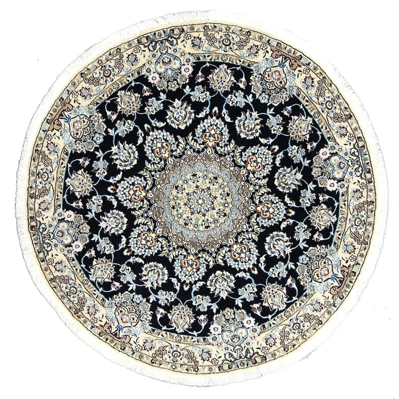 Runder NAIN 9LA Teppich 148x147 cm, Nachtblau, handgeknüpft